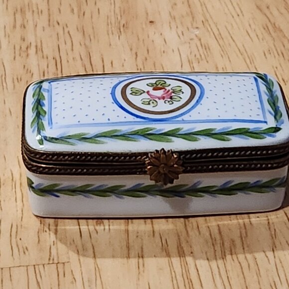 Vintage Rectangle Limoges France Porcelain Stamp Box Decrmain 57 - Picture 7 of 8
